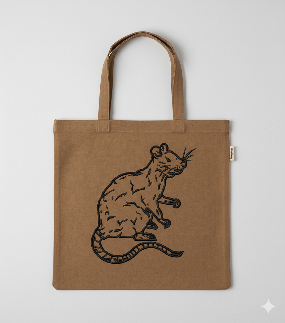 Rat Machine Embroidery Design, Rodent Line Art Embroidery File