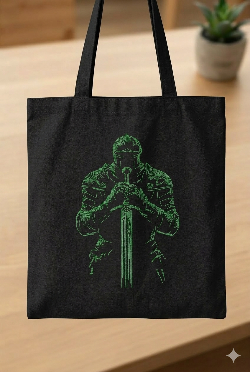 Majestic Knight Warrior Line Art Embroidery Design: Medieval Fighter Digital Pattern in All Formats.