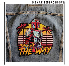 Retro Mandalorian Embroidery Design - This Is The Way Synthwave Digital File