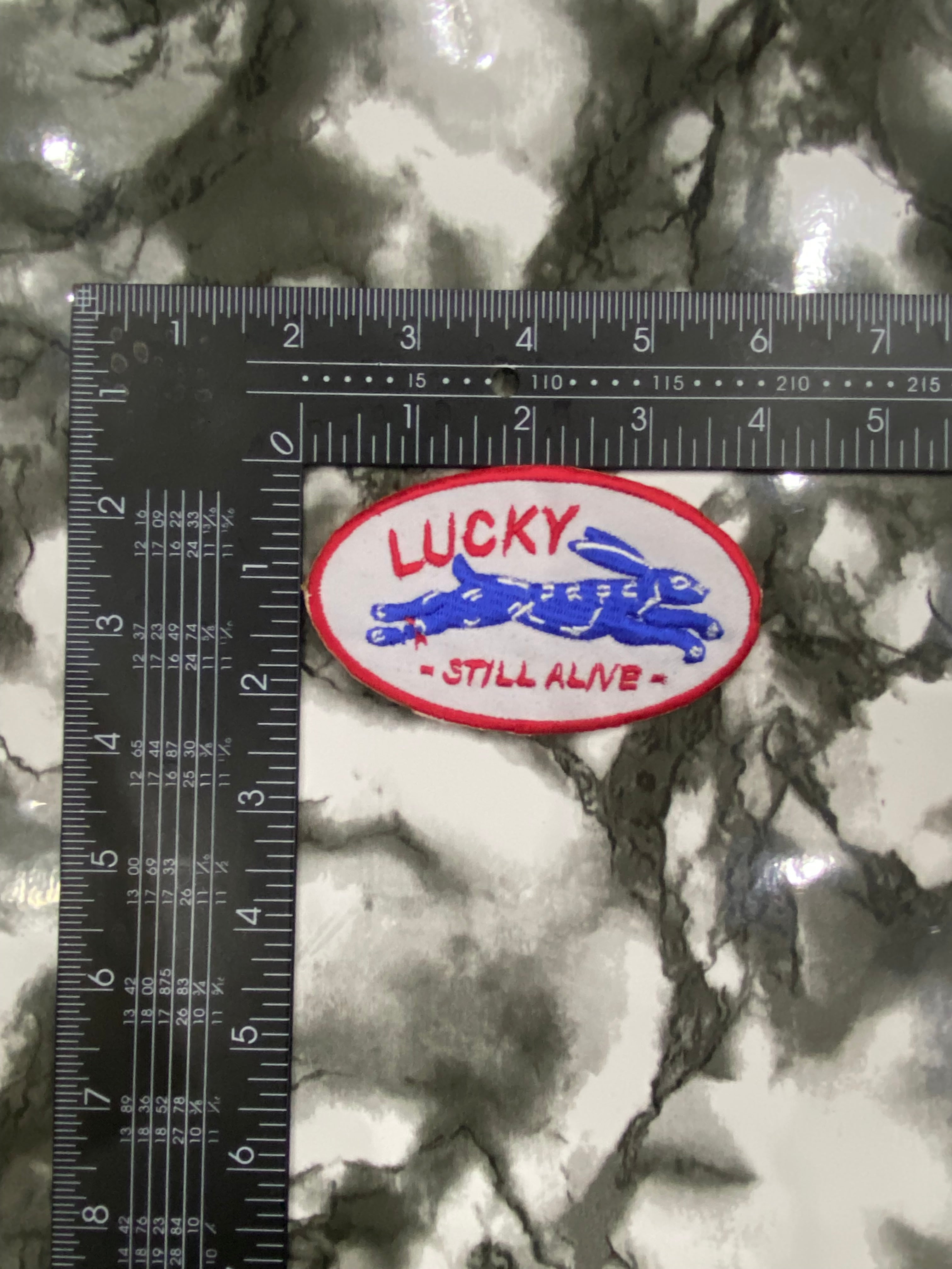 Lucky Rabbit "Still Alive" Patch – Retro Cartoon Style Small Embroidered Applique