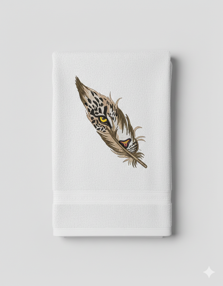 Leopard Eye Feather Embroidery Design, Wild Cat Machine Embroidery File