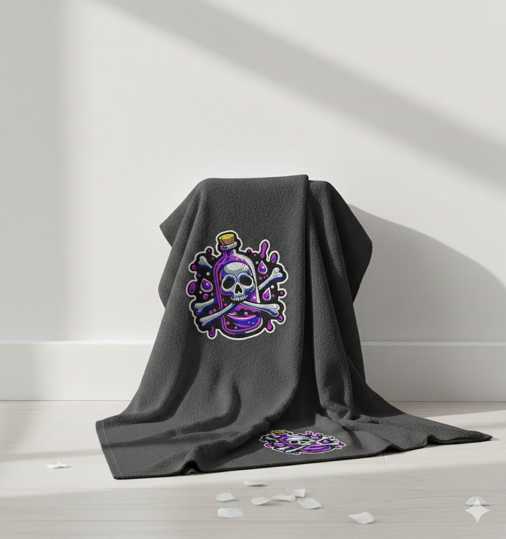 Skull Poison Potion Embroidery, Gothic Magic Bottle Machine Embroidery Design