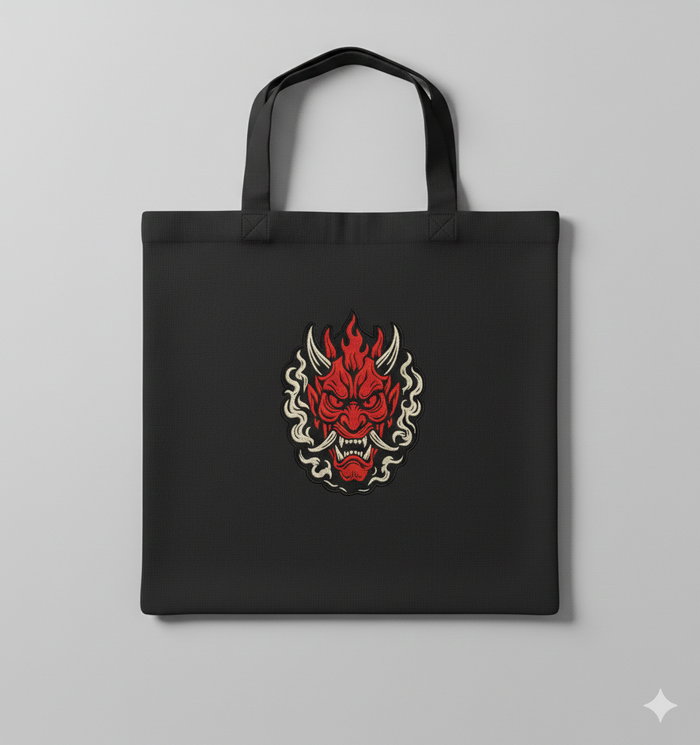 Hannya Mask Embroidery Design, Oni Demon Digital File, 8 Sizes