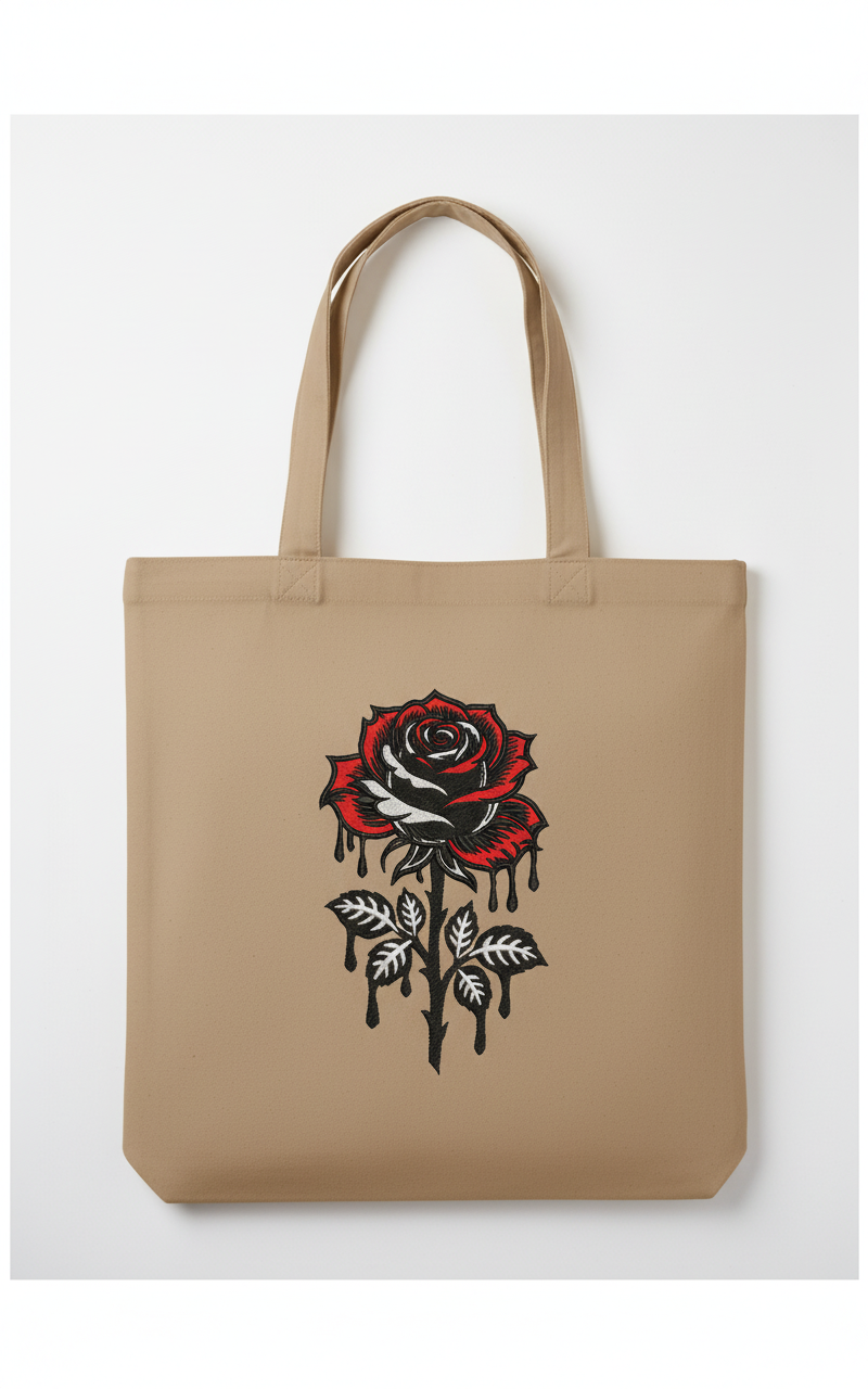 Gothic Dripping Rose Machine Embroidery Design: Floral Digital File (Instant Download)