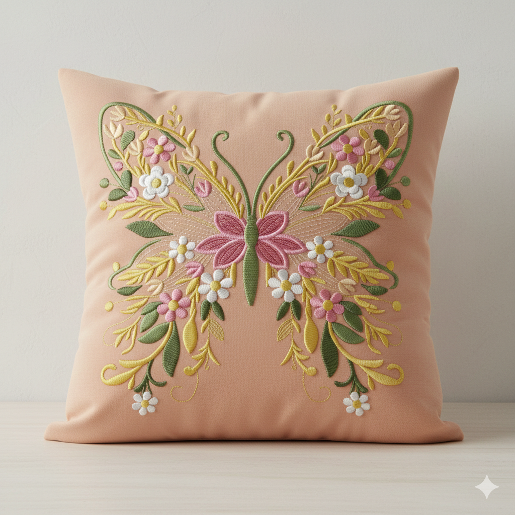 Floral Butterfly Machine Embroidery Design