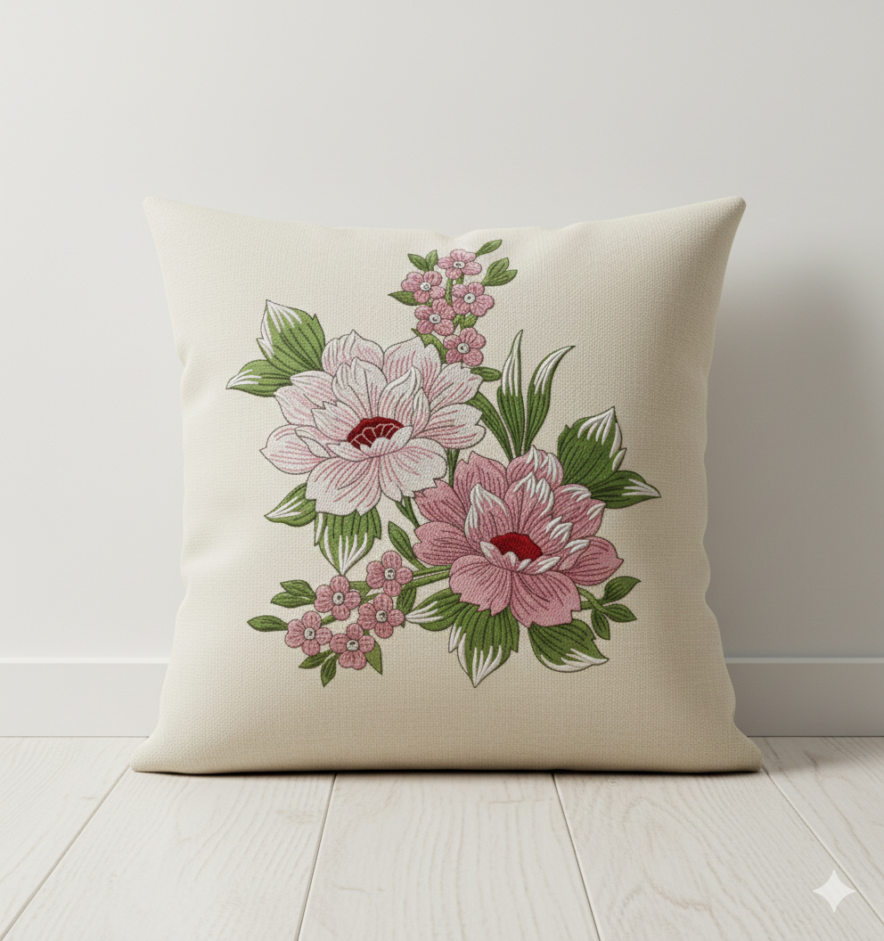 Peony Floral Bouquet Machine Embroidery Design, 8 Sizes (Digital Download)