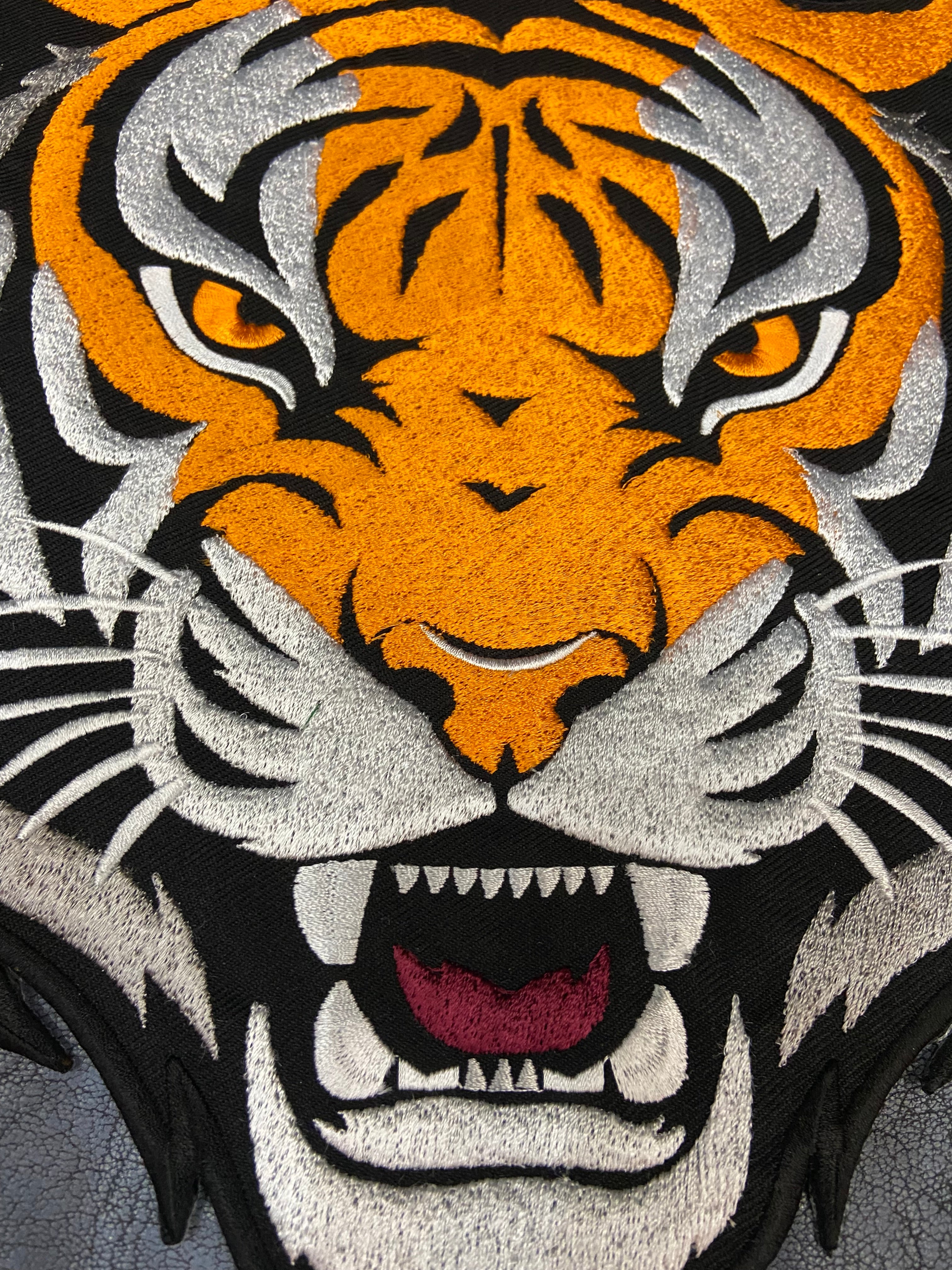 Bengal Tiger Patch: Embroidered Iron-On Roaring Wild Animal Applique (12 Inch)