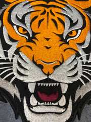 Bengal Tiger Patch: Embroidered Iron-On Roaring Wild Animal Applique (12 Inch)