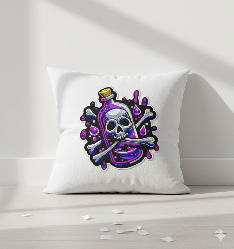 Skull Poison Potion Embroidery, Gothic Magic Bottle Machine Embroidery Design