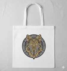 Large Wolf Embroidery Design – Gold & Black Biker Applique (Digital Download)