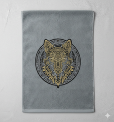 Large Wolf Embroidery Design – Gold & Black Biker Applique (Digital Download)
