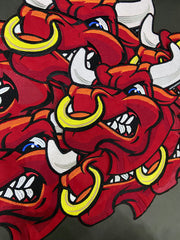 Chicago Red Bull Patch | Embroidered Iron-On Badge for Jackets, 12 Inch Size