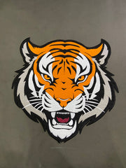 Bengal Tiger Patch: Embroidered Iron-On Roaring Wild Animal Applique (12 Inch)