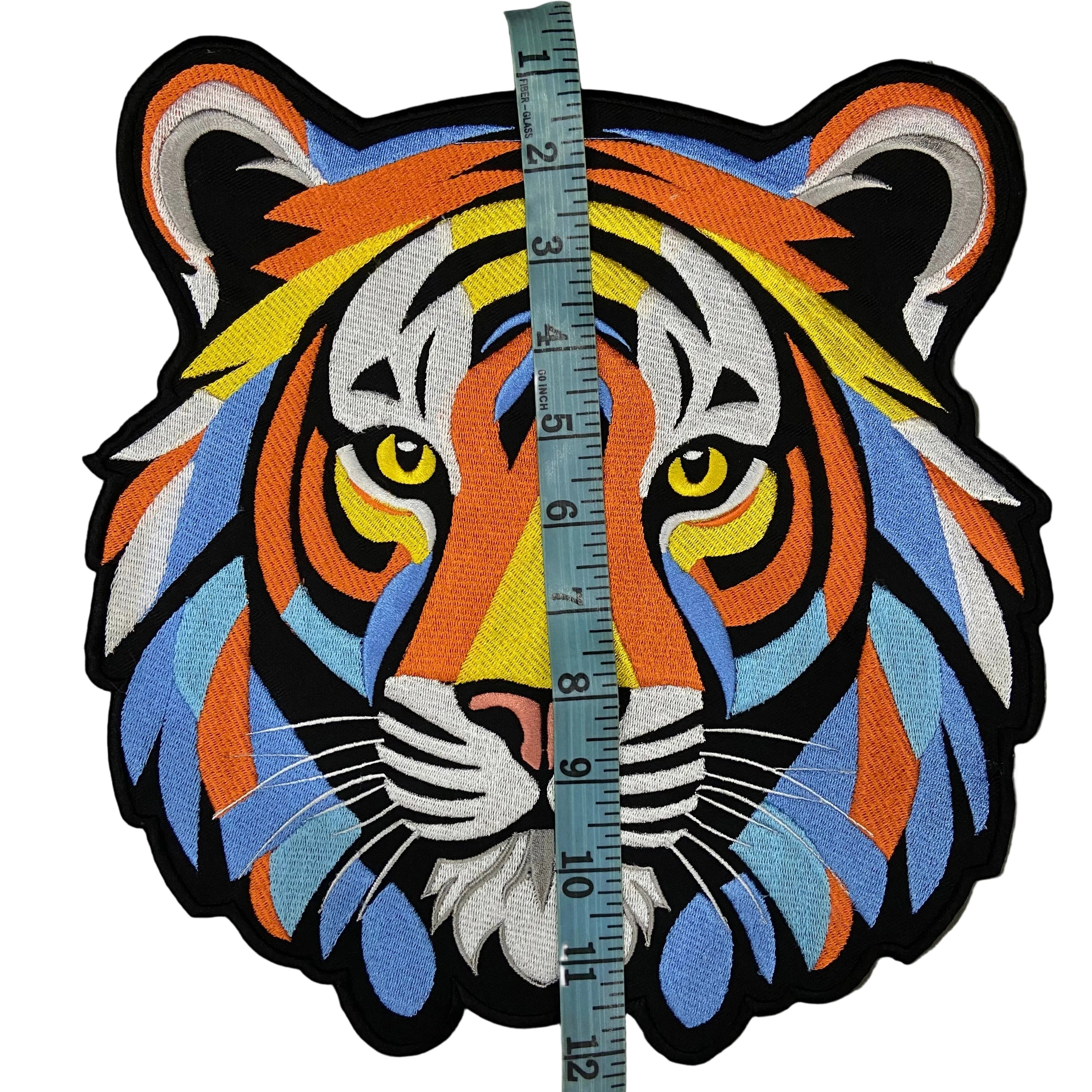 Vibrant Tiger Face Embroidery Patch: Iron-On or Sew-On Animal Applique