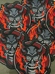Japanese Oni Demon Back Patch | Dark Macabre & Neo-Traditional Art Applique