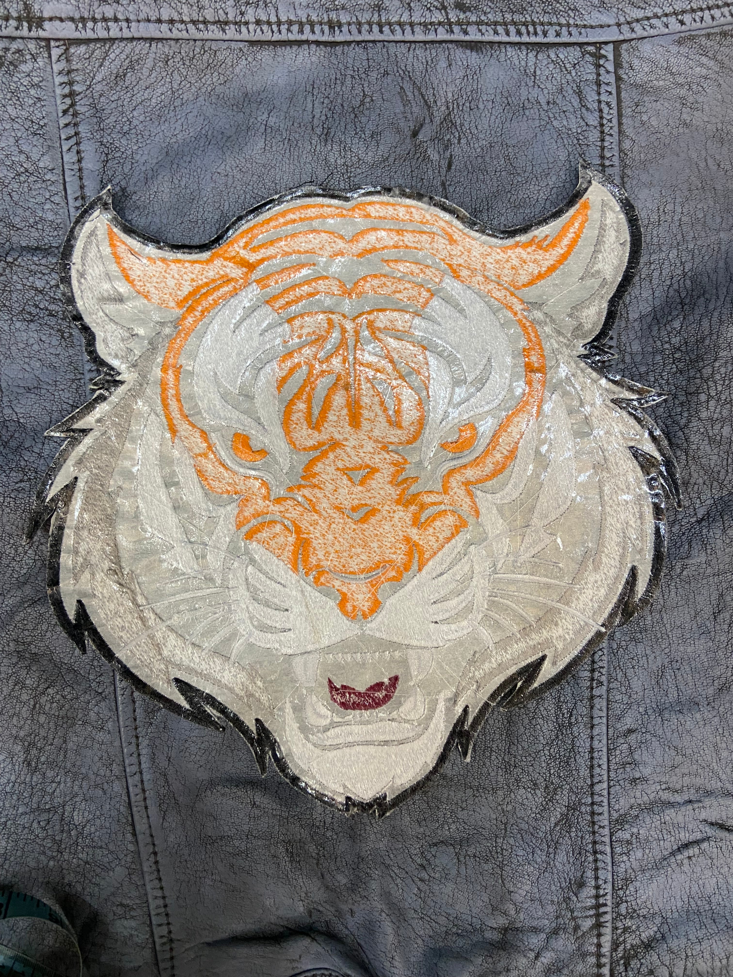 Bengal Tiger Patch: Embroidered Iron-On Roaring Wild Animal Applique (12 Inch)