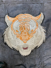 Bengal Tiger Patch: Embroidered Iron-On Roaring Wild Animal Applique (12 Inch)