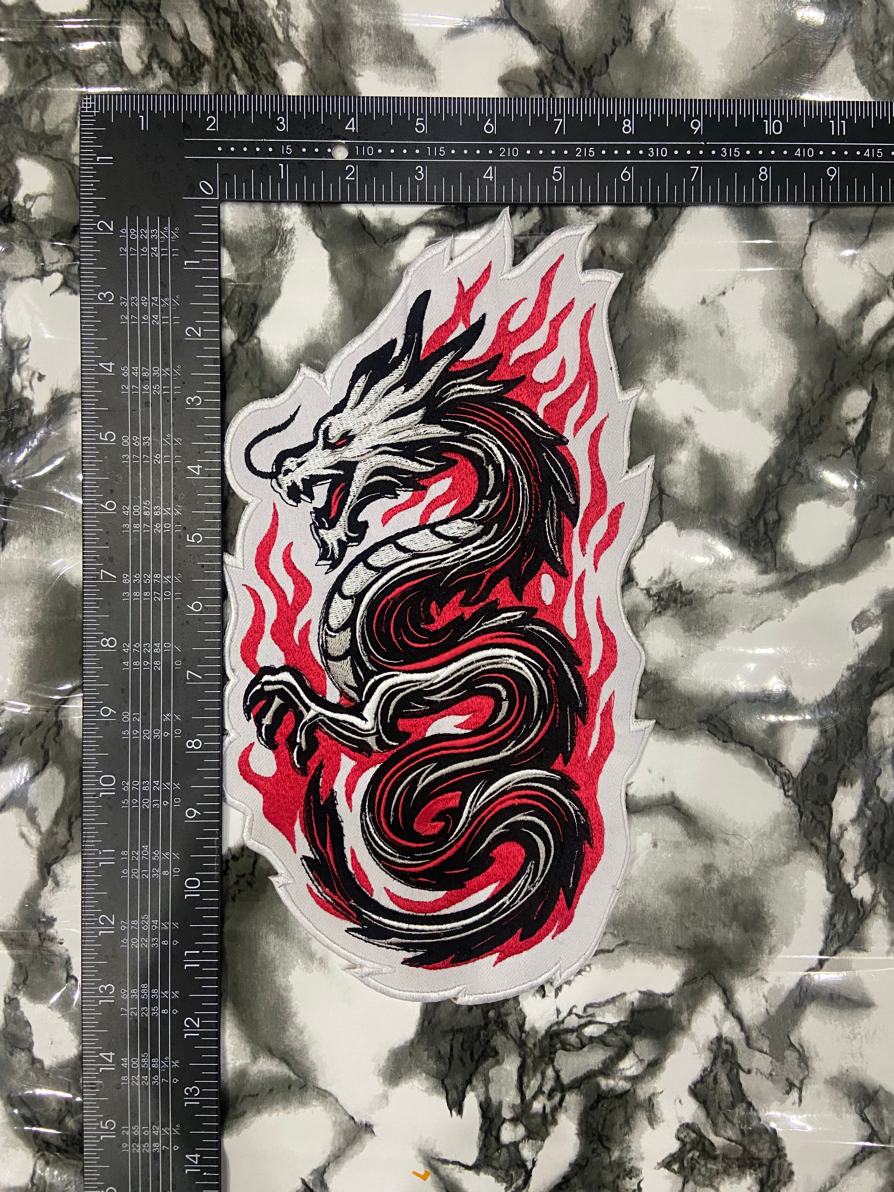 Fire Dragon Embroidered Back Patch – Premium Japanese Style Dragon Applique