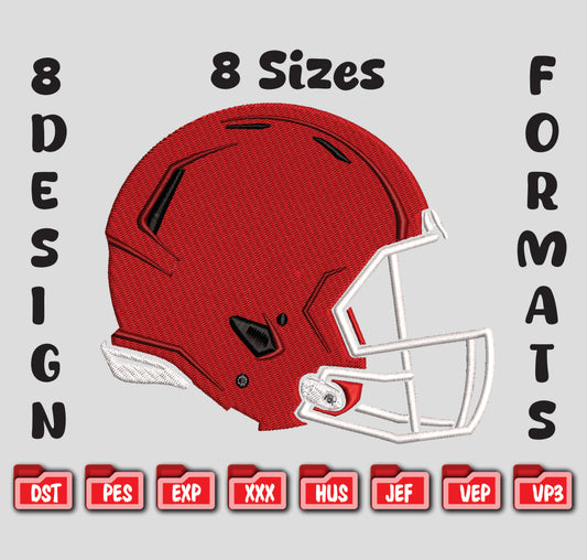 Football Helmet Embroidery Design, Sports Machine Embroidery File