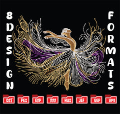 Abstract Ballerina Embroidery Design, Elegant Dancer Digital File