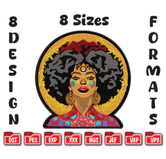 Afro Woman Embroidery Design, African Queen Machine File
