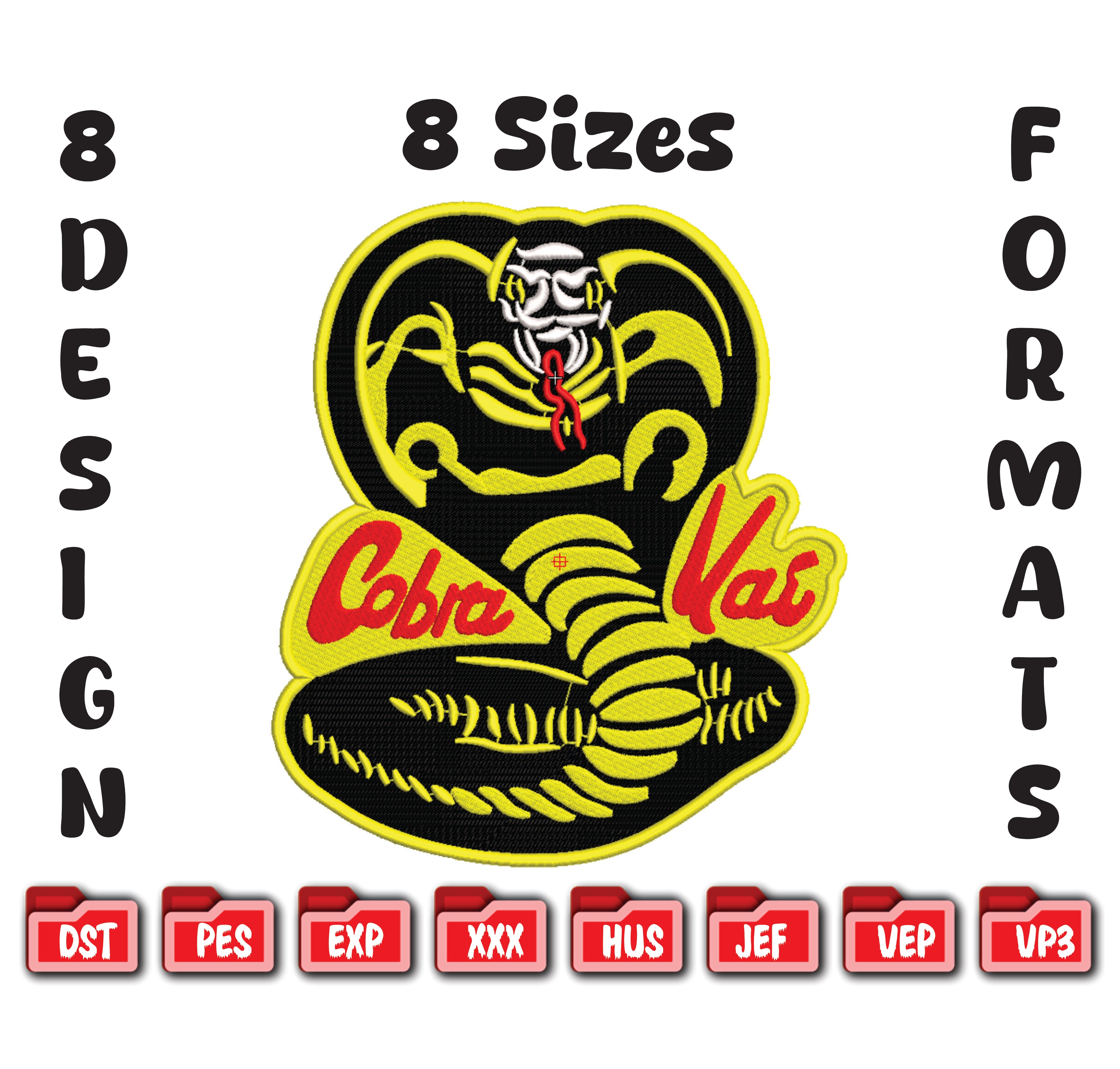 Cobra Kai Embroidery Design, Strike Hard Karate Dojo Digital File