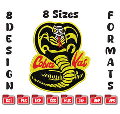 Cobra Kai Embroidery Design, Strike Hard Karate Dojo Digital File