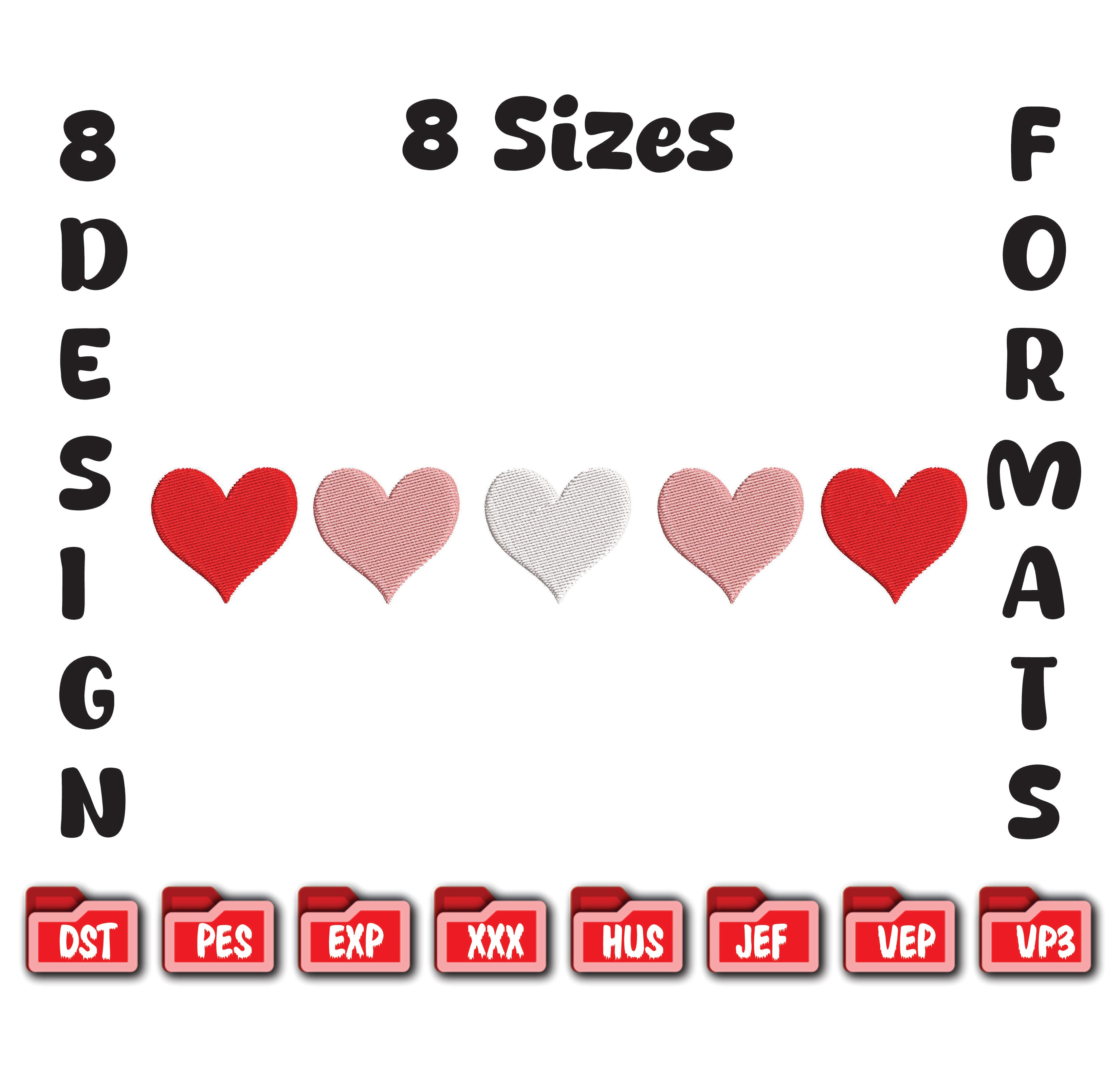 Rainbow Heart Row – Vibrant Valentine’s Day Embroidery Design