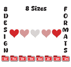Rainbow Heart Row – Vibrant Valentine’s Day Embroidery Design