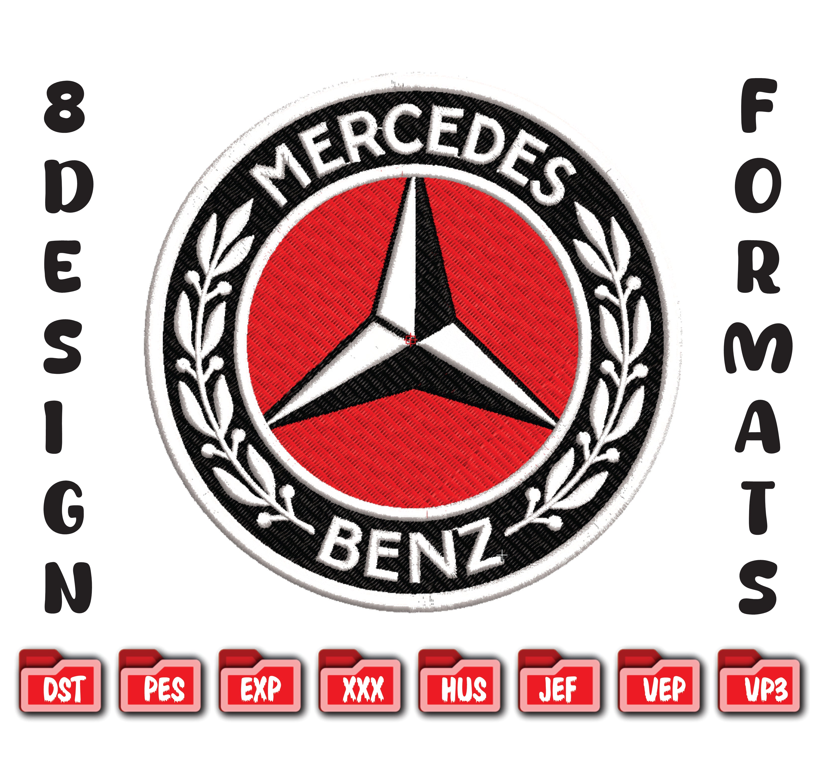 Mercedes-Benz Logo Embroidery Design, Automotive Enthusiast (Digital File)
