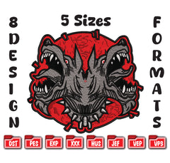 Cerberus Embroidery Design, Three Headed Dog Machine File