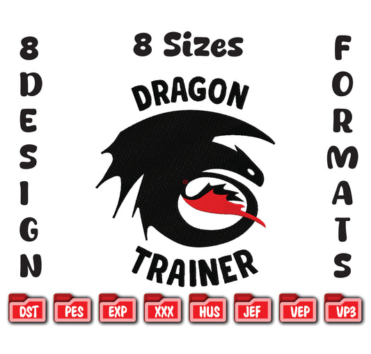 Dragon Trainer Embroidery Design, Night Fury Digital File, Toothless Embroidery Pattern
