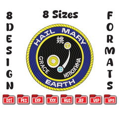 Project Hail Mary Embroidery Design, Grace & Rocky Mission Patch, Sci-Fi Book Fan Art, Digital Download