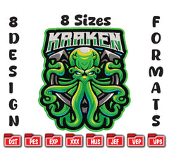Kraken Octopus Machine Embroidery Design - 8 Sizes Included
