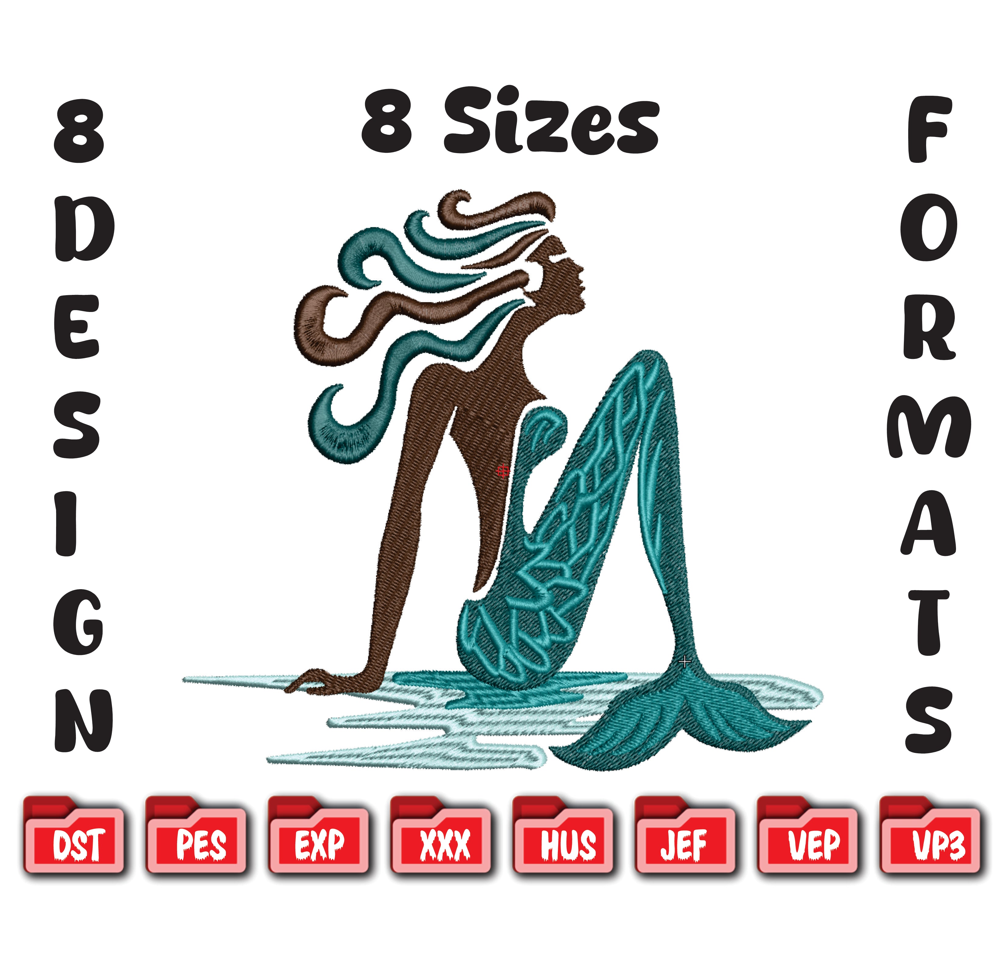 Mermaid Embroidery Design, Nautical Sea Goddess Machine Embroidery File