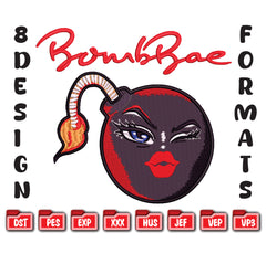BombBae Embroidery Design, Cartoon Bomb Machine File