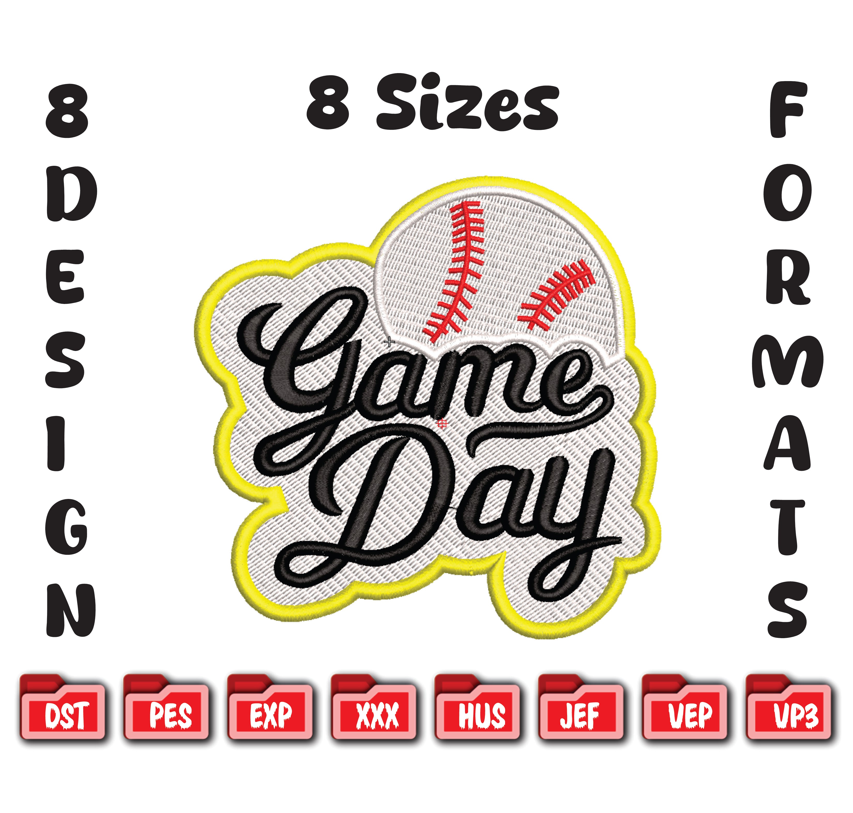 Game Day Baseball Embroidery Design, Sports Softball Machine File