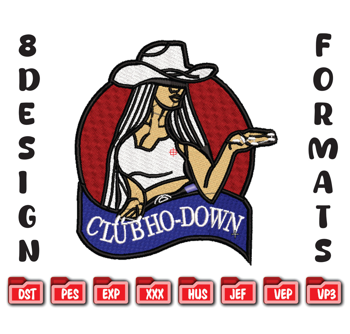 Cowgirl Club Ho-Down Embroidery, Sexy Western Girl Digital File