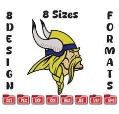 Viking Embroidery Design - Nordic Warrior Machine File - 8 Sizes 8 Formats