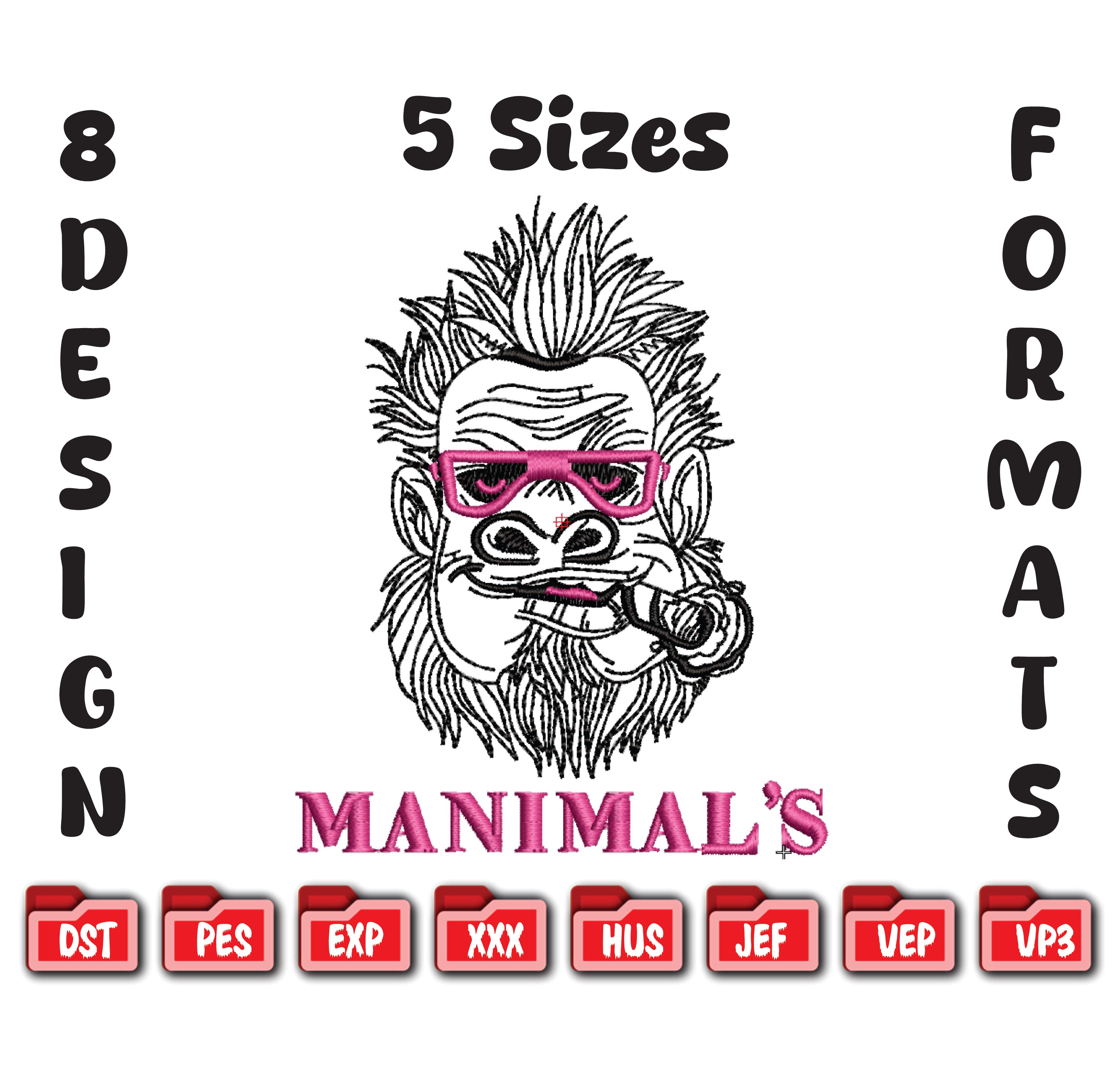 Biker Gorilla Embroidery Design, Motorcycle Ape Machine Embroidery File