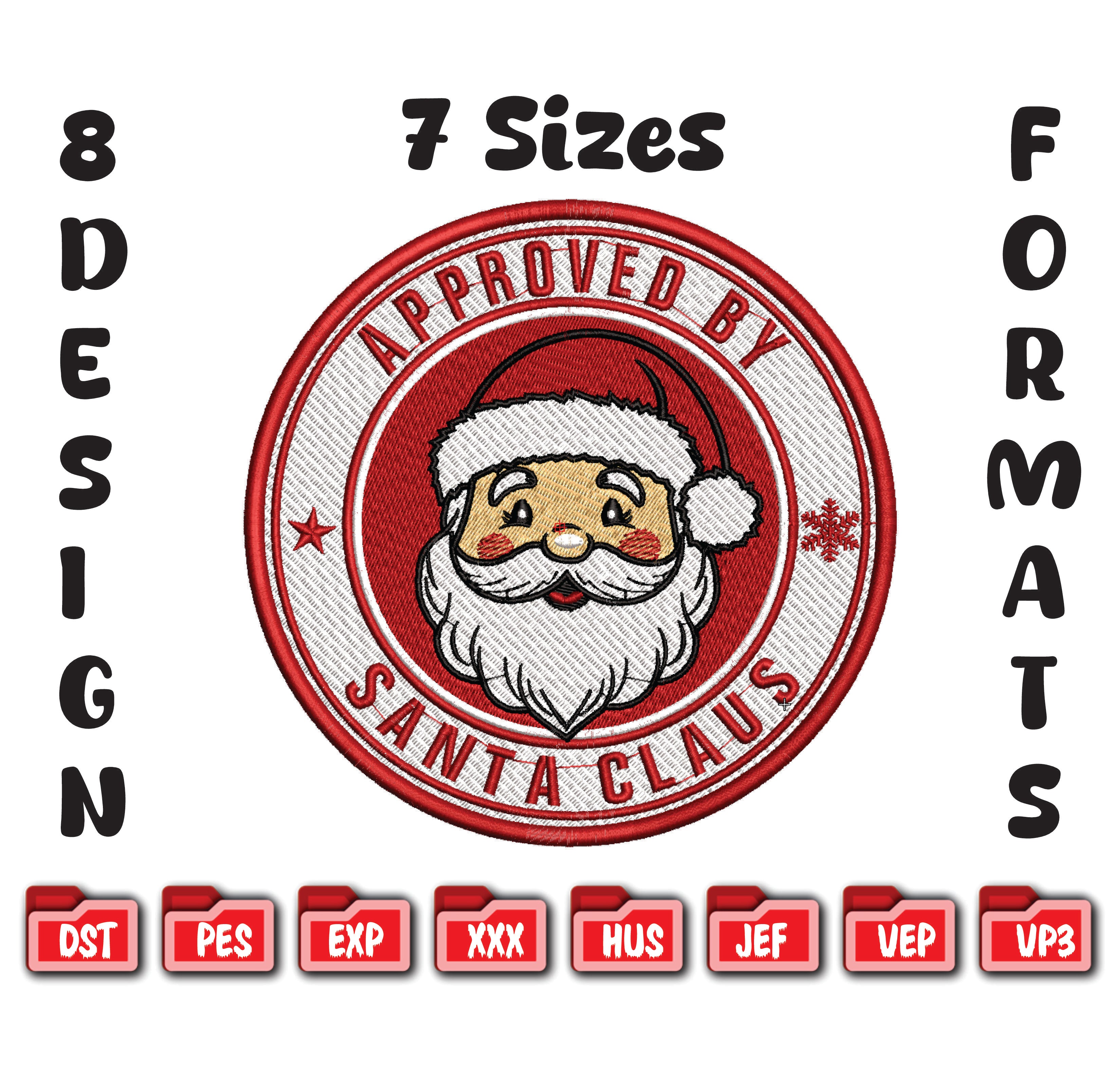 Santa Claus Approved Embroidery Design, Christmas Stamp Digital File