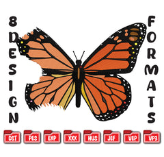 Monarch Butterfly Embroidery Design, Orange Butterfly Digital File