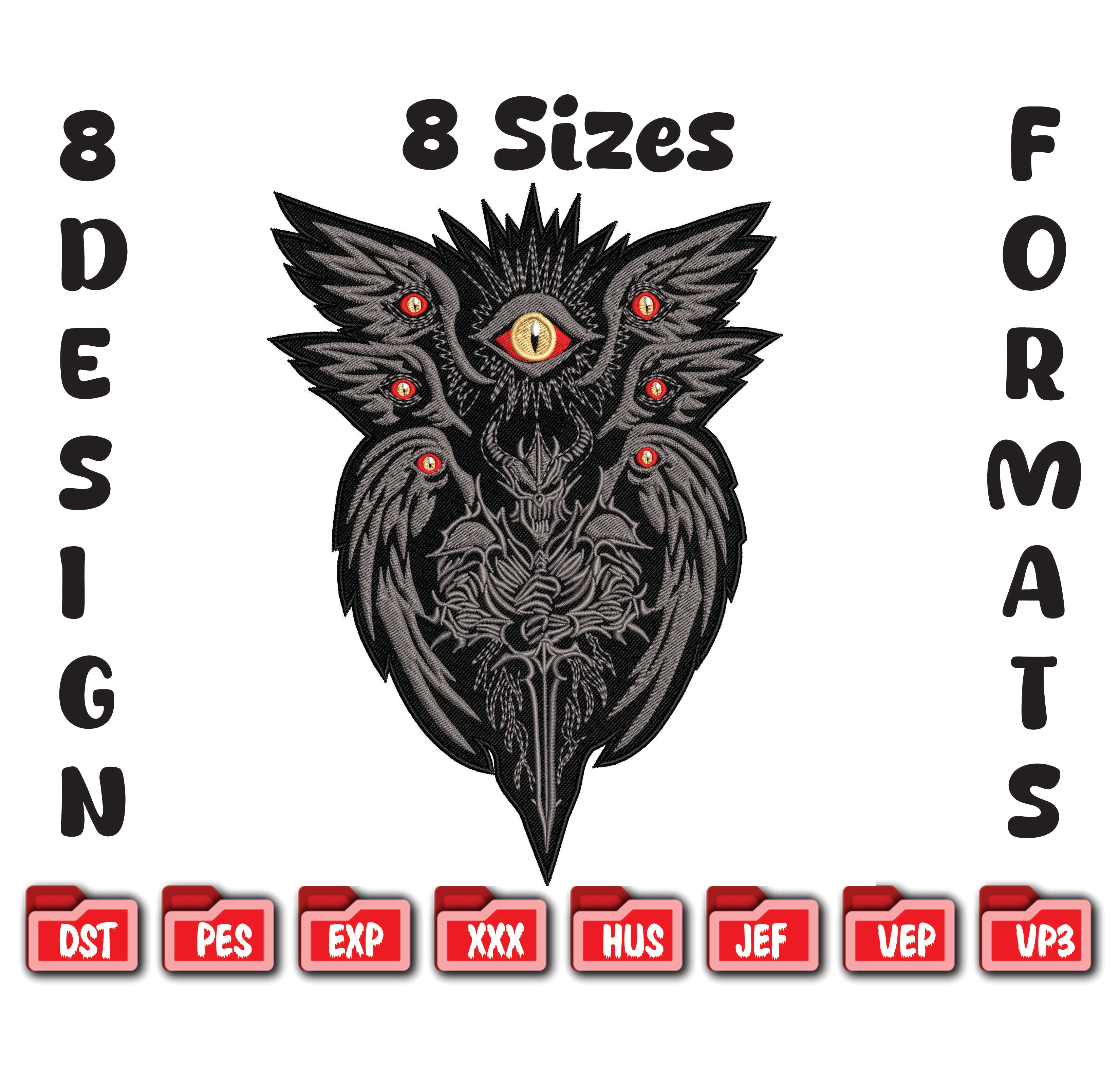 Gothic Seraphim and Dark Knight Machine Embroidery Design