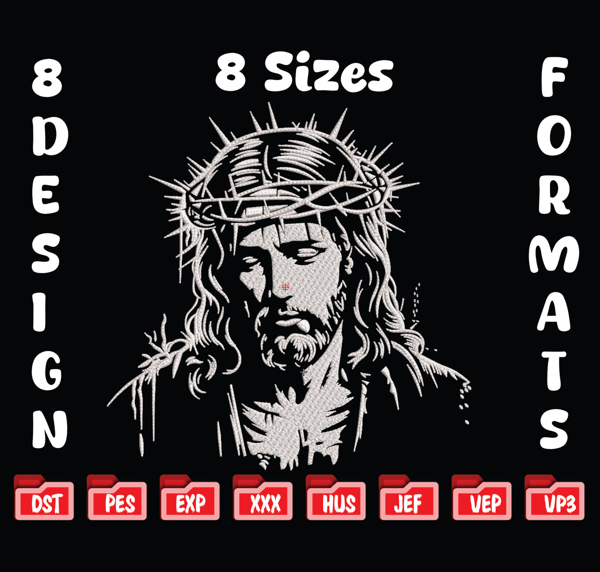 Jesus Crown of Thorns Embroidery, Christian Christ Machine File