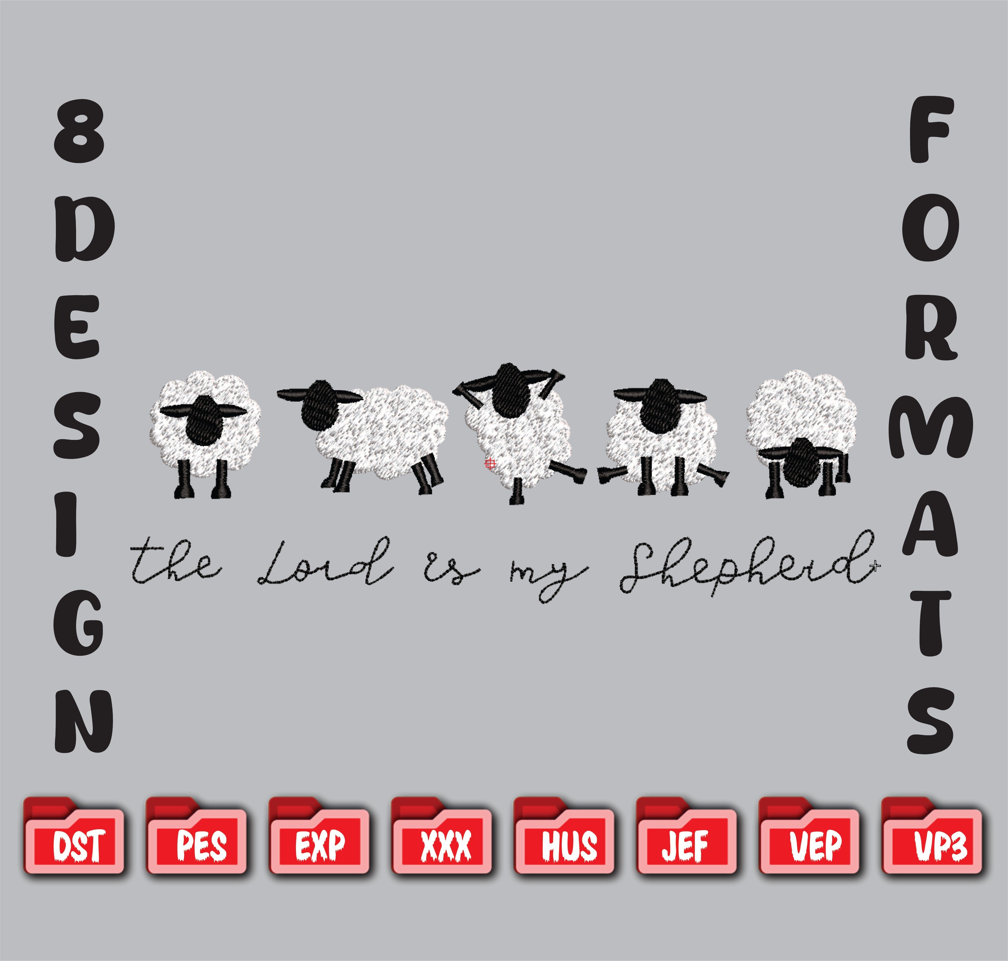 Christian Sheep Embroidery Design - The Lord Is My Shepherd Digital File
