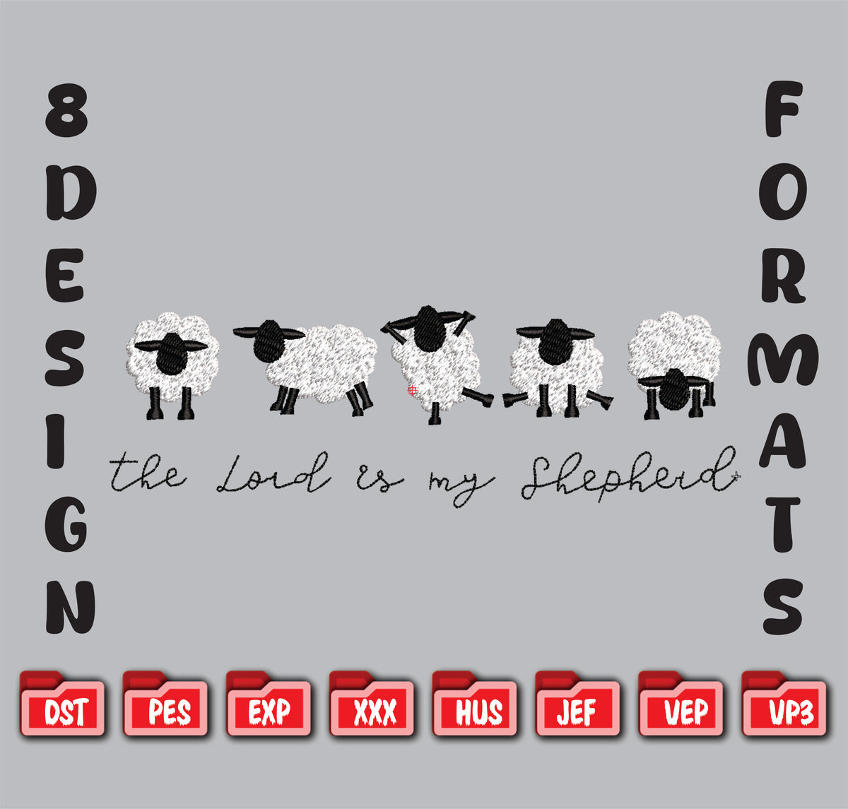 Christian Sheep Embroidery Design - The Lord Is My Shepherd Digital File