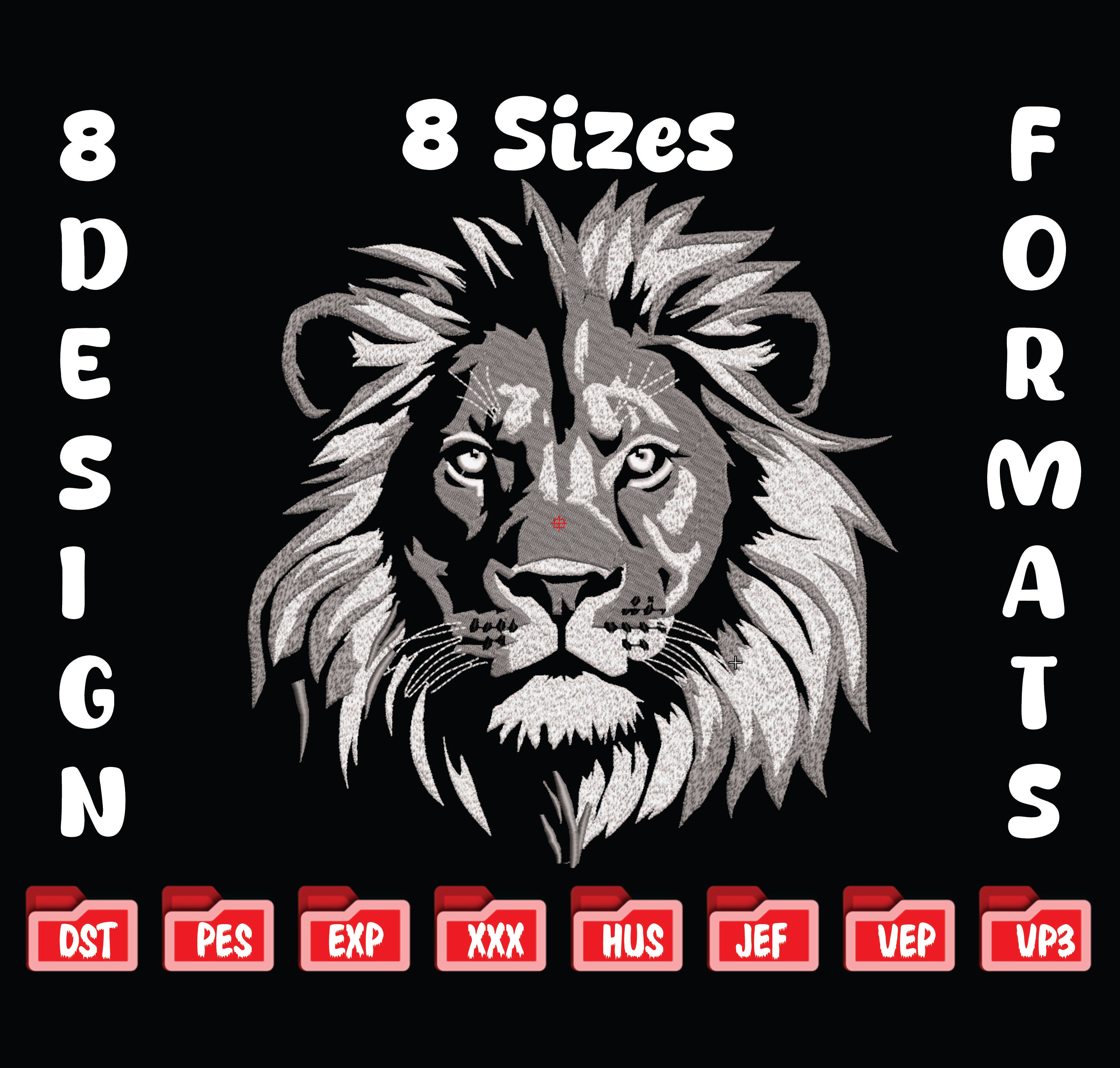 Majestic Lion Head Embroidery Design, Wild Animal King Digital File