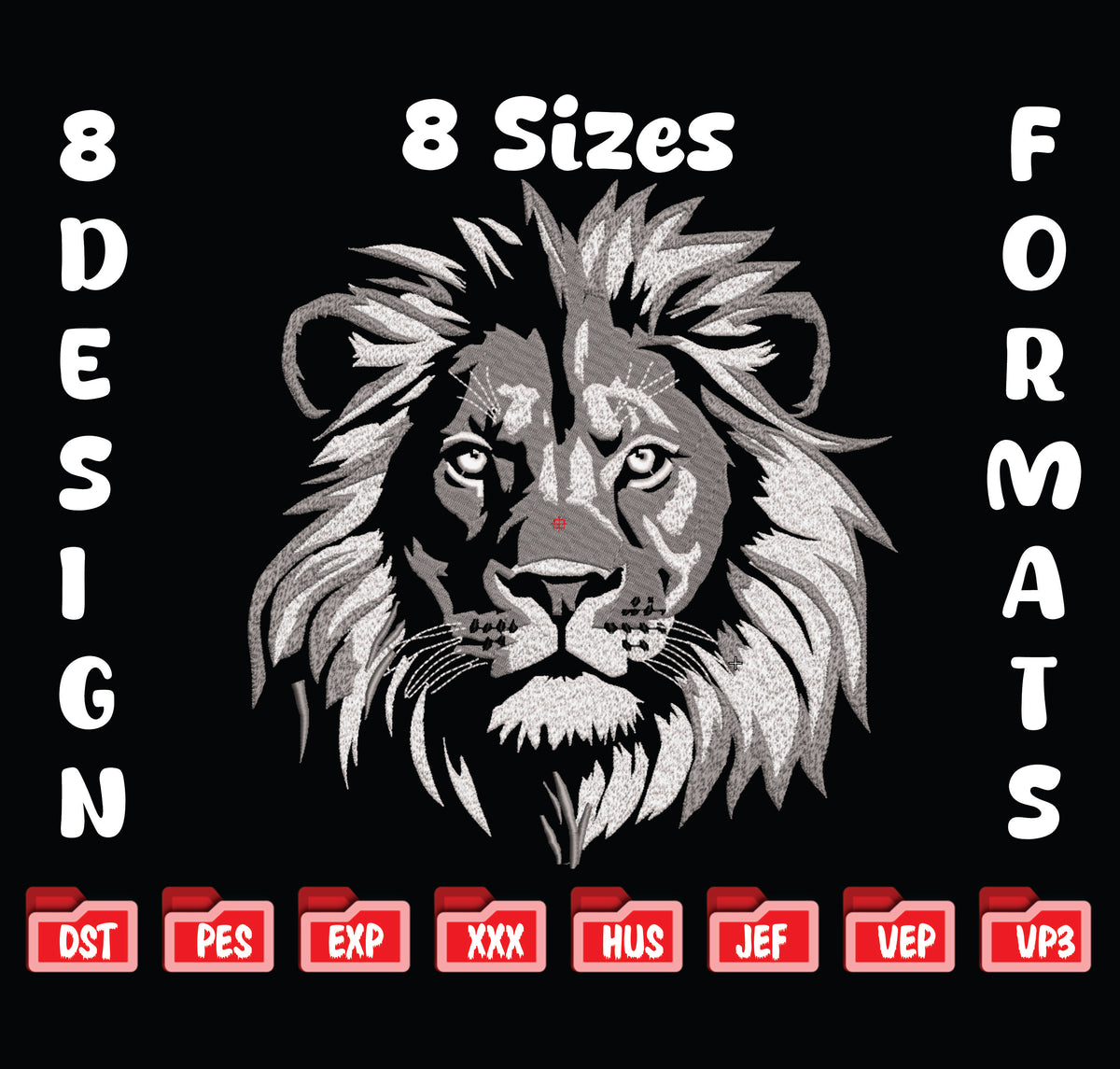 Majestic Lion Head Embroidery Design, Wild Animal King Digital File
