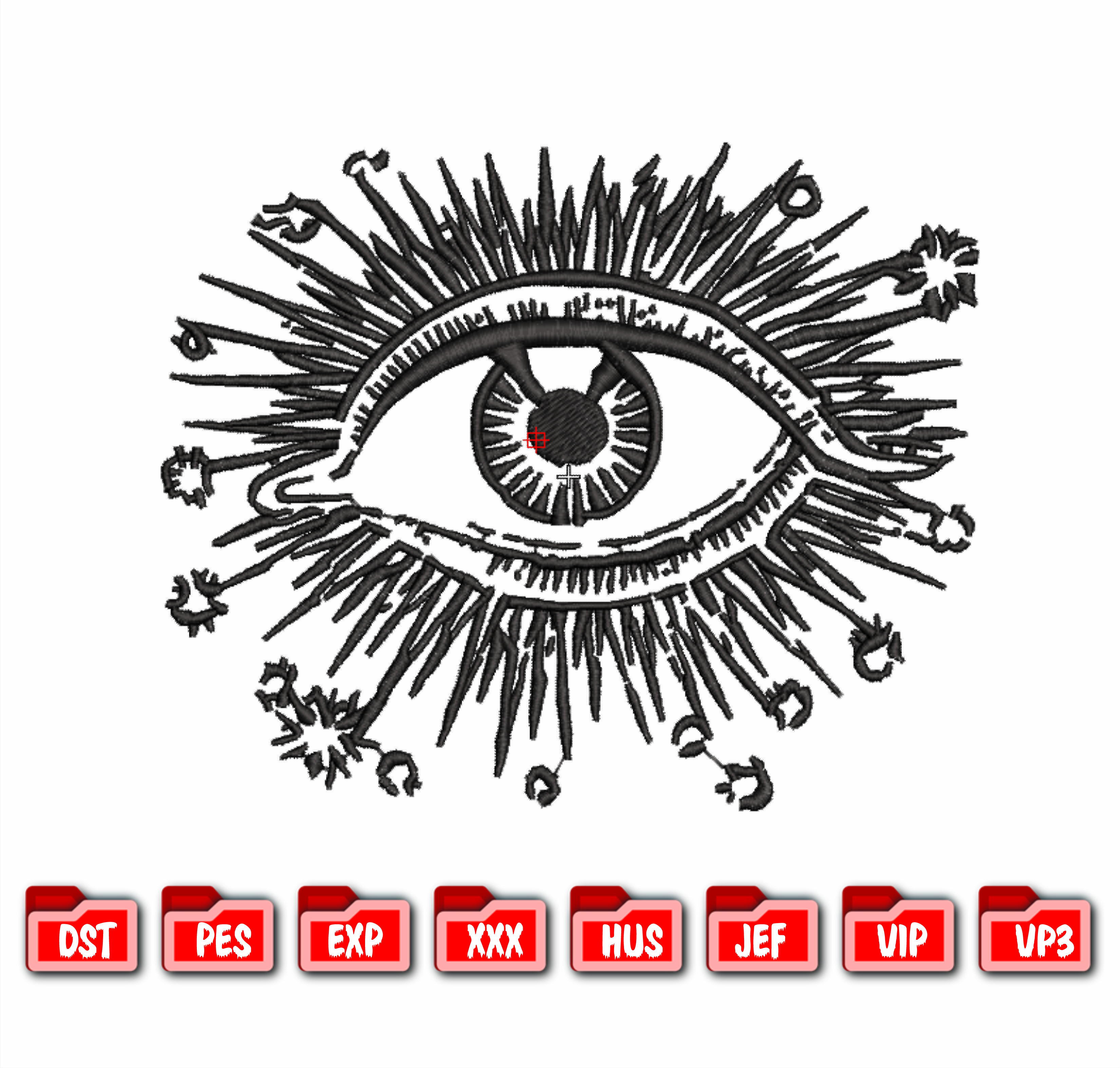 Evil Eye Embroidery Design, Mystic All Seeing Eye Machine File