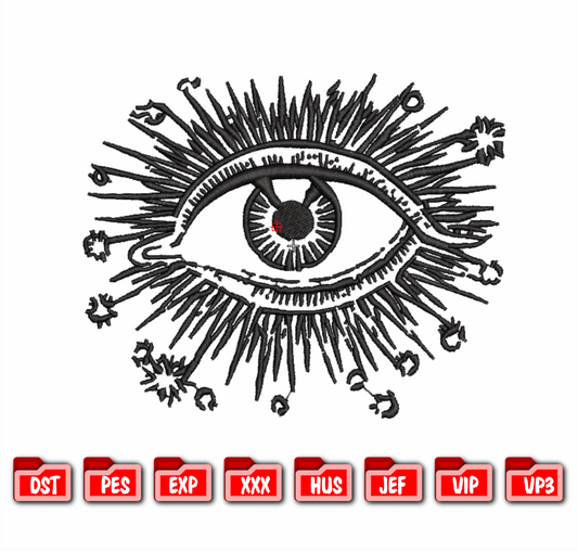 Evil Eye Embroidery Design, Mystic All Seeing Eye Machine File